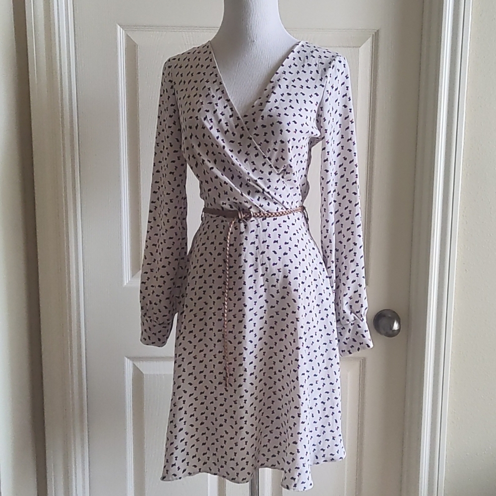 VINTAGE Retro printed Anthropologie belted dress size UK 8/ US 2-4 Small